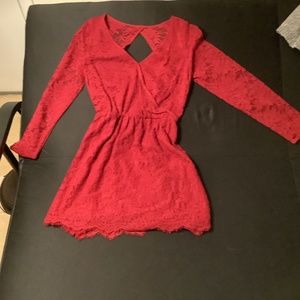 Size small Abercrombie and Fitch Red lace long sleeve Dress